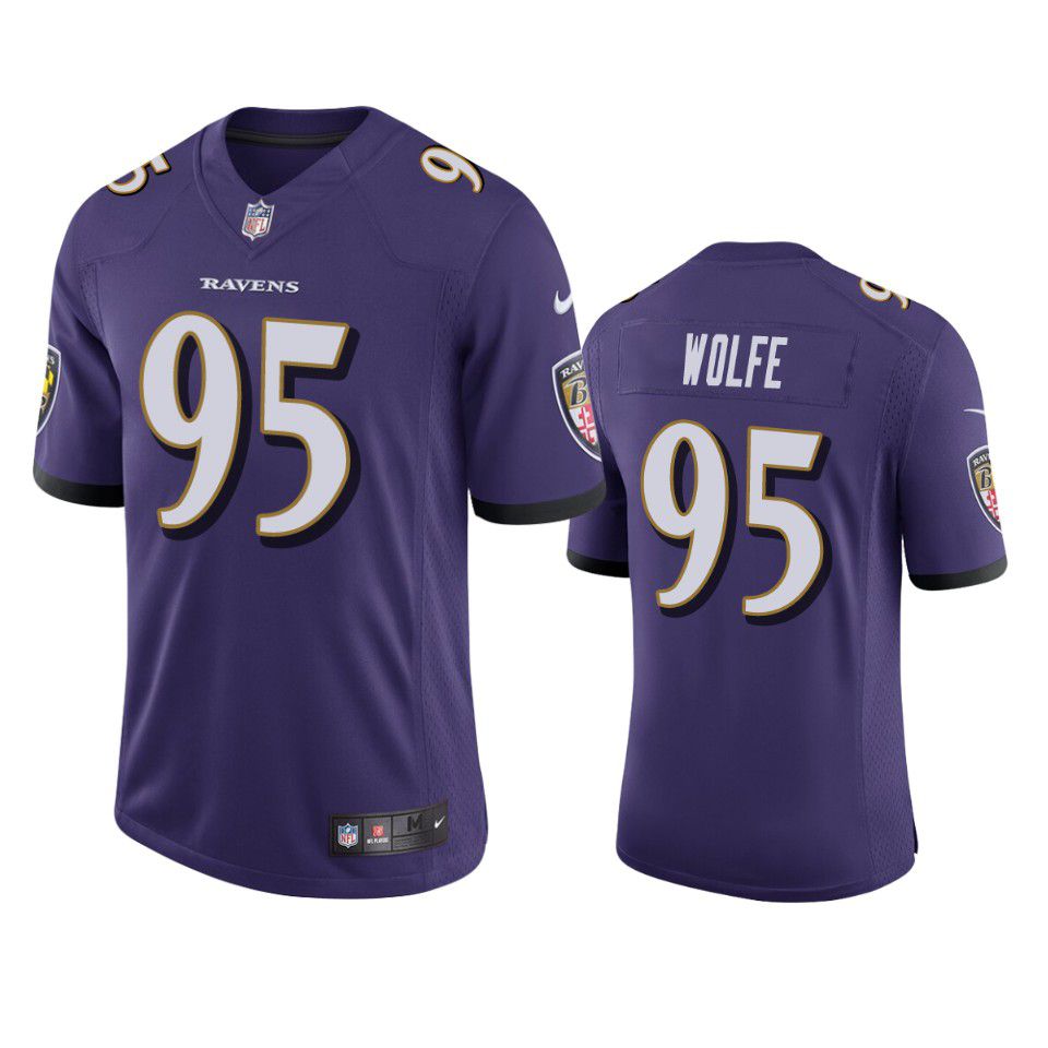 Men Baltimore Ravens #95 Derek Wolfe Nike Purple Limited NFL Jersey->customized nfl jersey->Custom Jersey